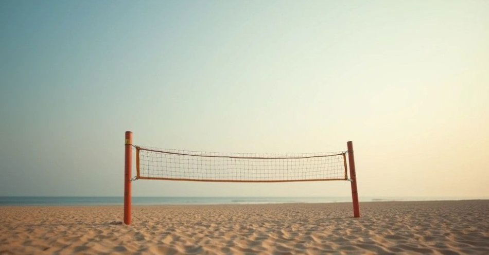 zdjęcie: Saturn Mielno i UKS OPTY — sportowa wizytówka nadbałtyckiego kurortu / Plażowe boisko do siatkówki na nadbałtyckim wybrzeżu, poranny spokój, naturalne oświetlenie /TMAI