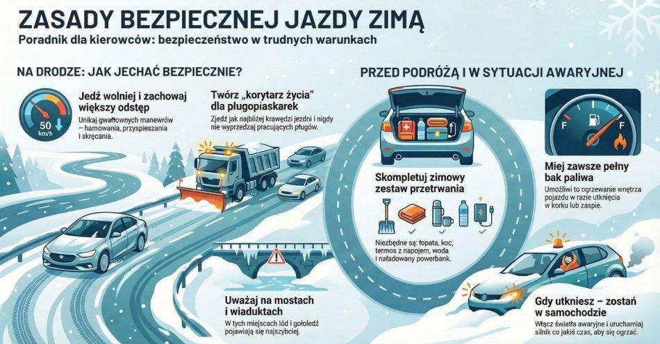 zdjęcie: Jak bezpiecznie prowadzić samochód zimą / fot. KPP w Kętrzynie