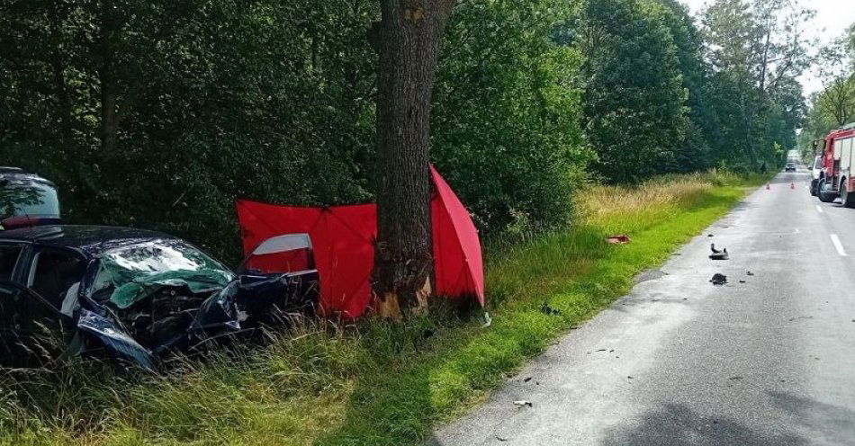 zdjęcie: Policjanci pracowali przy tragicznym wypadku drogowym w Raciniewie / fot. KPP w Człuchowie