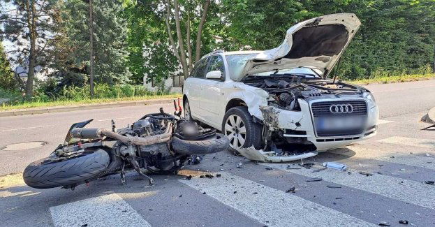 Wypadek z udziałem motocyklisty