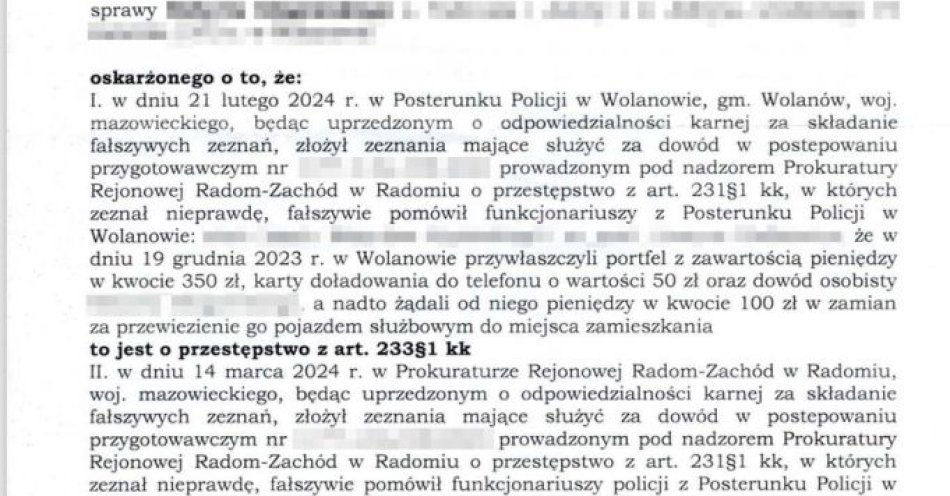 zdjęcie: Prawomocny wyrok za fałszywe oskarżenie policjantów / fot. KPP w Sokołowie Małopolskim Wyrok Sądu Rejonowego w Przysusze
