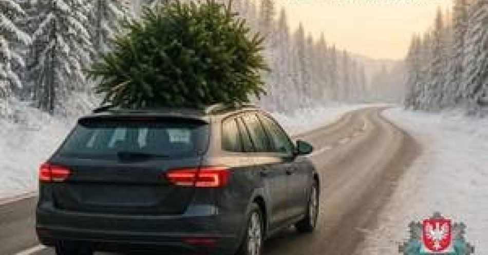 zdjęcie: Jak bezpiecznie przewieźć świąteczną choinkę i uniknąć mandatu / fot. KPP w Kozienicach