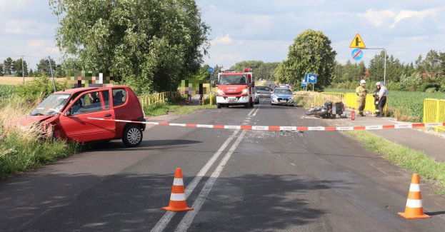 Wypadek z udziałem motocyklisty