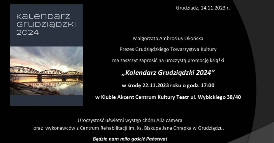zdjęcie: Promocja Kalendarza Grudziądzkiego / fot. CK Teatr w Grudziądzu