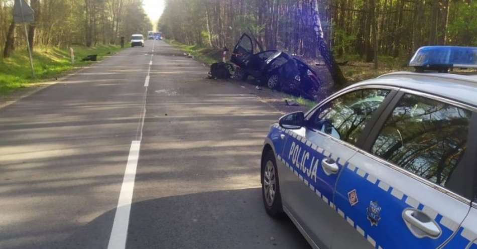 zdjęcie: Groźne zdarzenie drogowe w miejscowości Dębiec / fot. KPP w Wieluniu