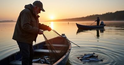 Kłusownicy na jeziorze Gopło zatrzymani z sieciami