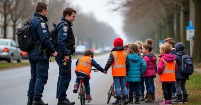 Policjanci uczą uczniów z Komorowa bezpieczeństwa na drodze