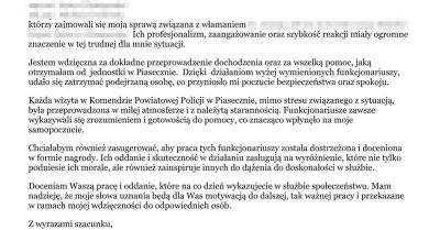 Mieszkańcy dziękują kryminalnym z Piaseczna za skuteczność