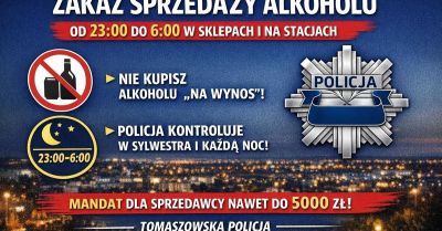 Nocny zakaz sprzedaży alkoholu w Tomaszowie Mazowieckim od 1 stycznia