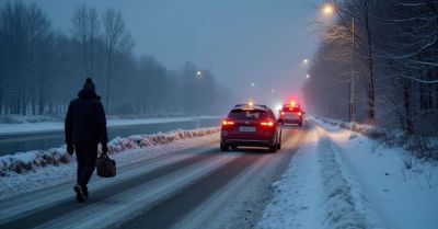 Uwaga gołoledź we Wrocławiu Kierowca wpadł do Odry