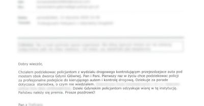 Kierowca dziękuje policjantom za profesjonalną kontrolę