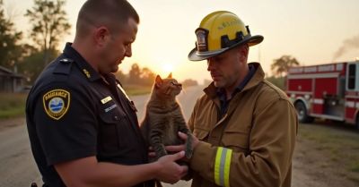 Burza uratowana przez policjantów i strażaków z pustostanu
