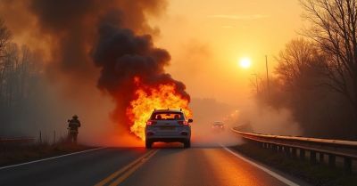 Pożar na obwodnicy Sanoka. Płonął samochód osobowy